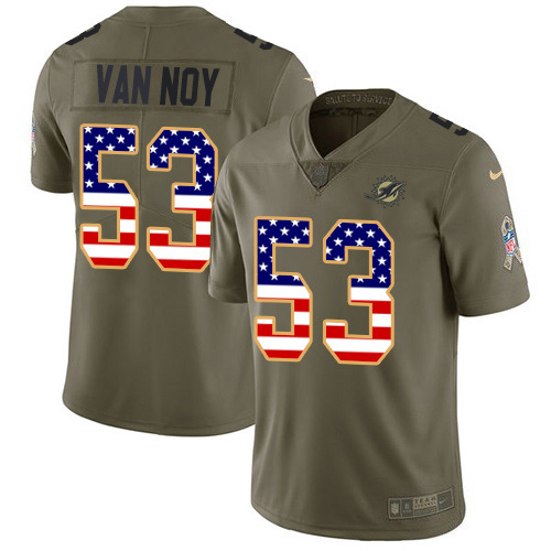 Miami Dolphins #53 Kyle Van Noy Olive USA Flag Men Stitched NFL Limited 2017 Salute To Service Jersey